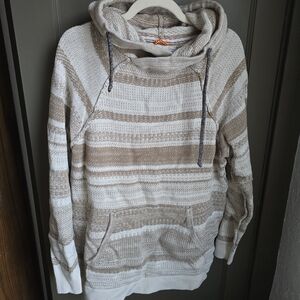 Men's KOTO Beige and White Striped Hoodie Sweater